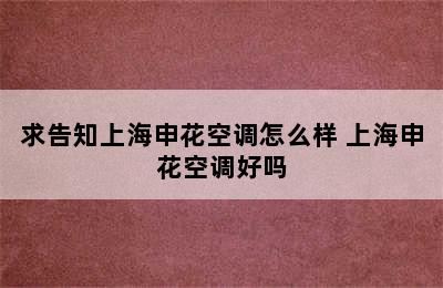 求告知上海申花空调怎么样 上海申花空调好吗